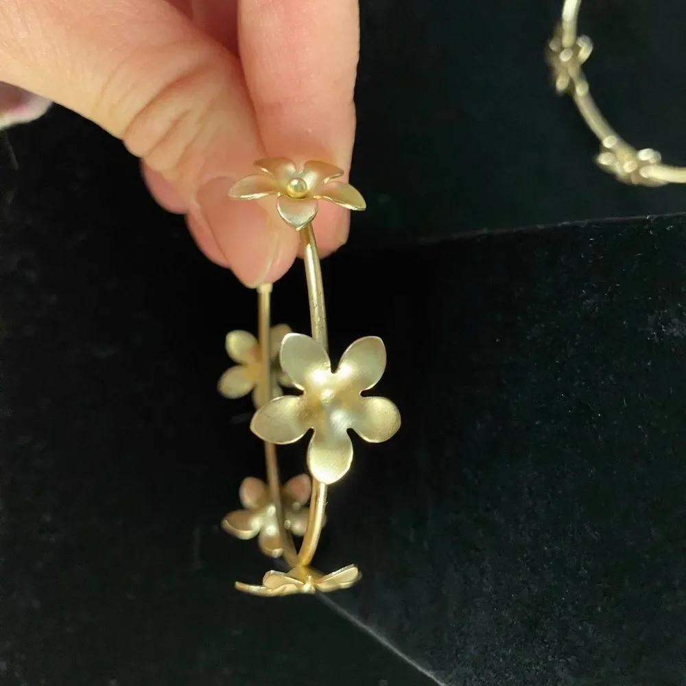 Flower Power Boho Gold Hoop Earrings